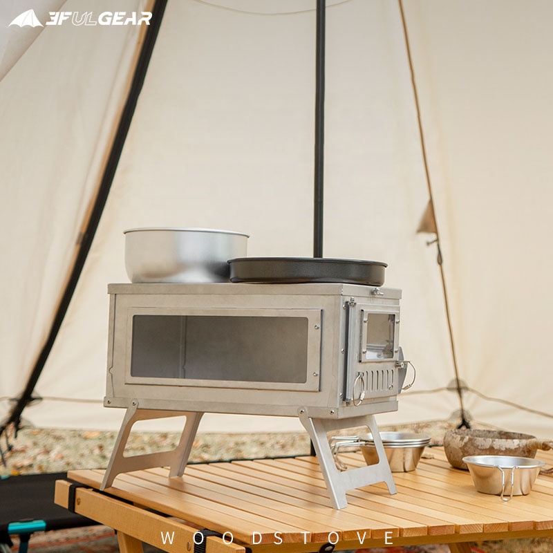 3FUL GEAR New outdoor camping multi-purpose heating wood burning stove titanium tent stove
