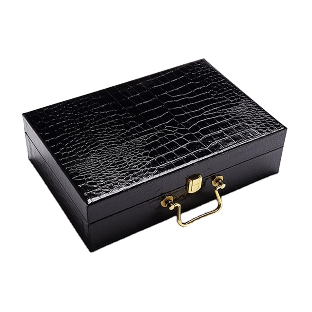 Top grade PU leather crocodile pattern clamshell box with multiple specifications can be customized inner support