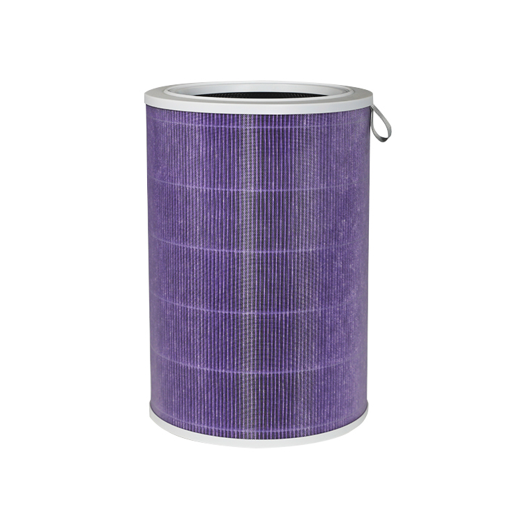 Purple Fodor Removal Composite Activated Carbon Cloth Cylindrical Hepa Filter Air Purifier Hepa Filter