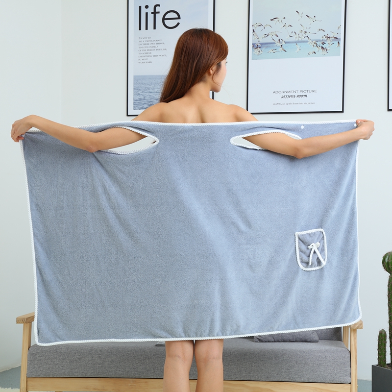 Coral Fleece Body Scrub Towel Women Bath Towel Logo Dress Skirt Big Towel Strong Water Absorption Microfiber Adult Plaid Knitted