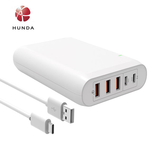 2020 Бестселлер Амазона 120W 5-портовый настенное зарядное устройство с 3 USB-A QC3.0 и 100W USB-C порт с питанием для ноутбуков и телефонов