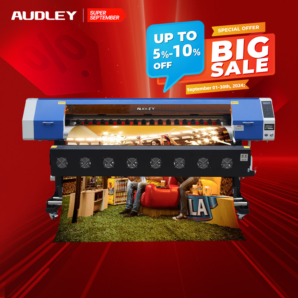 Audley High Quality Eco-Solvent Inkjet Printer I3200 Heads New Condition Canvas Painting Vinyl Sticker 2m Maximum Machine