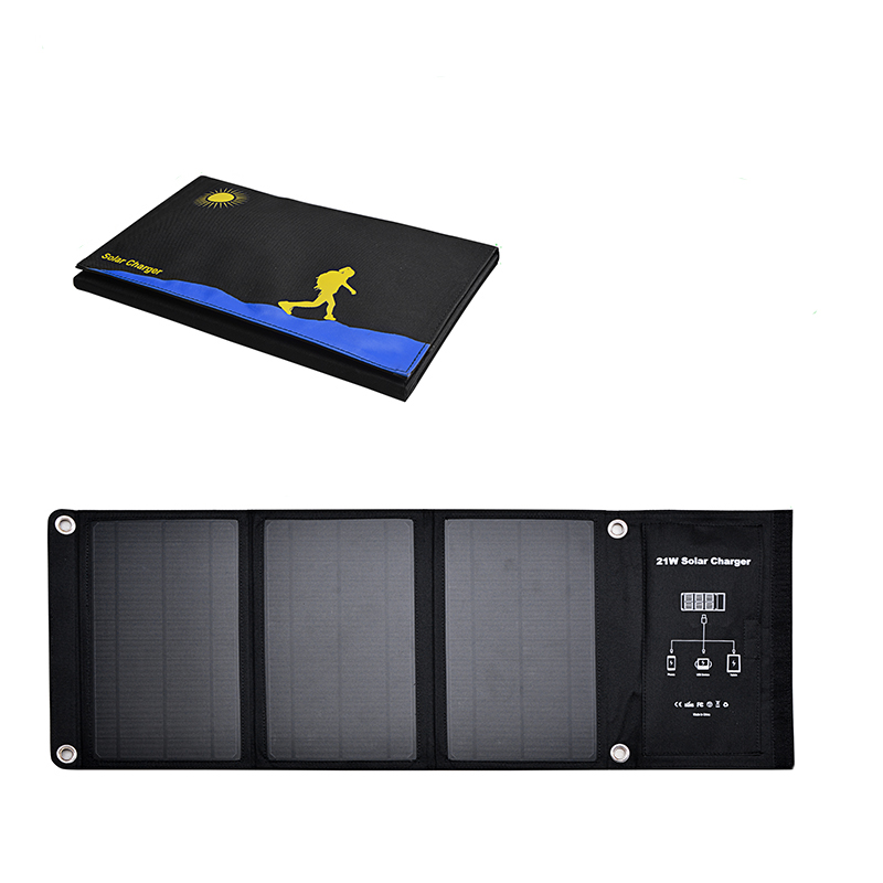 High Quality 21W 5V solar panel charger outdoor with multi usb mobile phone port