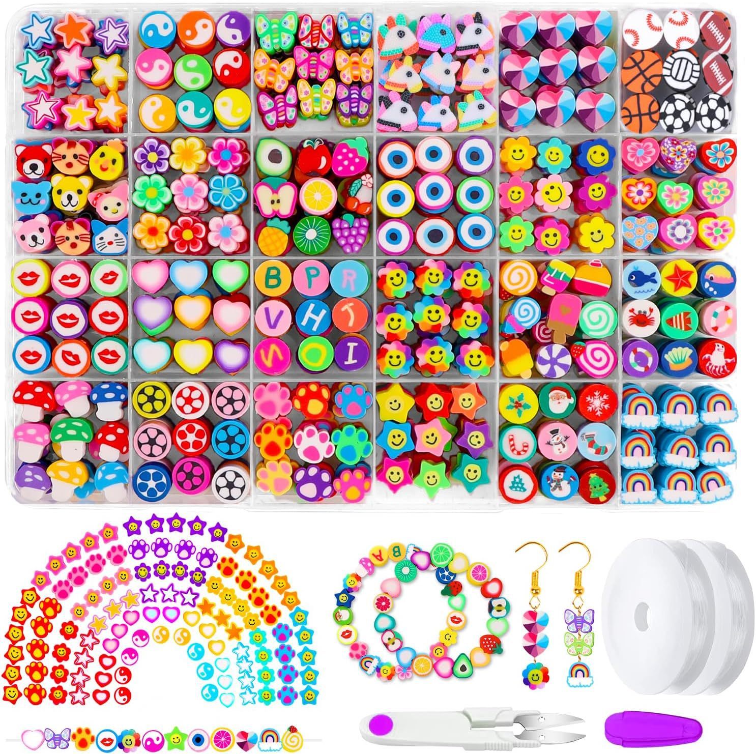 Mixed Fruit Smile Face Ceramic Clay & Porcelain Beads Kit for Jewelry Making-Bracelets & Necklaces