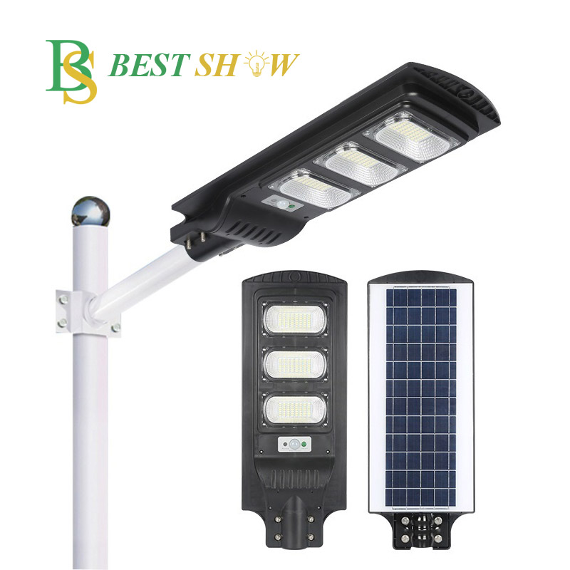 Китайский производитель, водонепроницаемый 3000k 4000k 6000k 40W 50W 60W 100W 200W 300W PIR датчик движения, светодиодный солнечный уличный фонарь