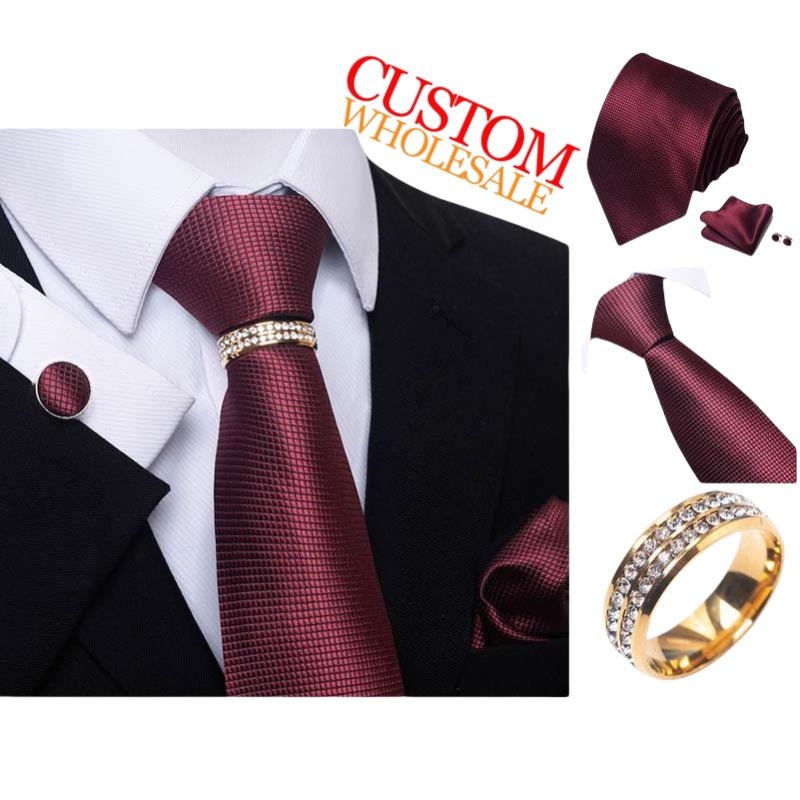 Classic Stripe Men Ties And Hanky Set Custom Neckties With Pocket Squares Tie Clip Pocket Square And Cufflink Set In Gift Box