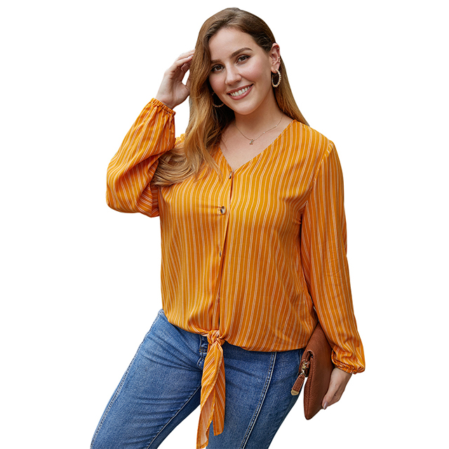 large size fat women slim top female autumn and winter 2020 wish striped shirt