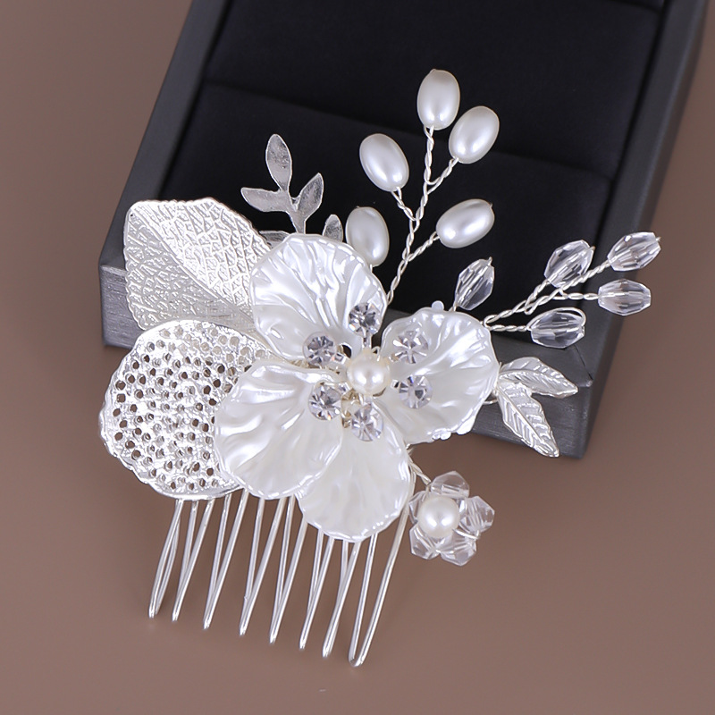 Pearl Crystal Wedding Hair Combs Hair Accessories for Bridal Flower Headpiece Women Bride Hair Ornaments Jewelry