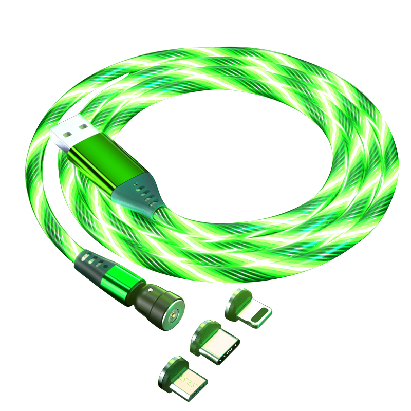 2021 новейший 540 градусов 3 в 1 светодиодный usb-кабель для зарядки, светящийся Магнитный зарядный кабель типа C USB кабель