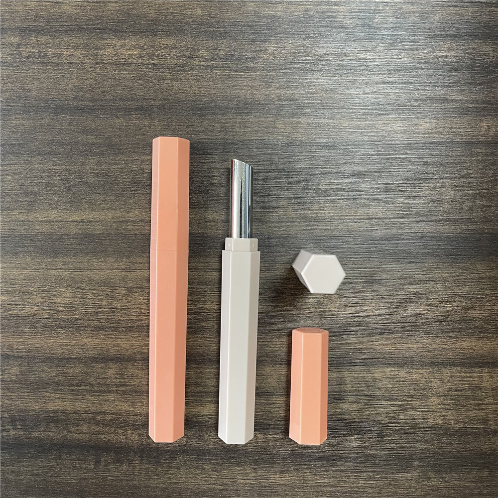 Sun-pack Long slim pink lipstick tube hexagon lipstick empty container