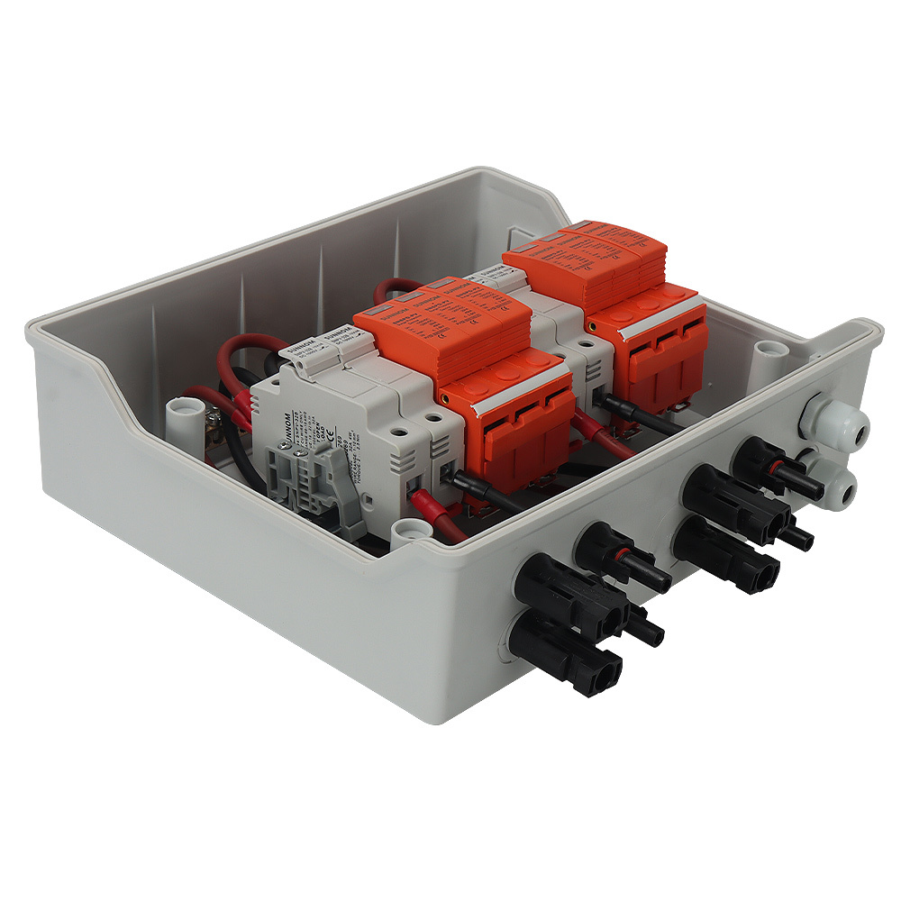 IEC TUV CE SNDB-PV2/2 IP65 2 in 2 Out ABS + PC DC 15A 1000V Solar Pv Junction Box Dc Combiner Box With DC SPD Fuse