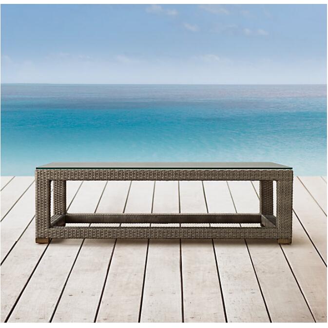 cheap resin wicker rectangle outdoor coffee table