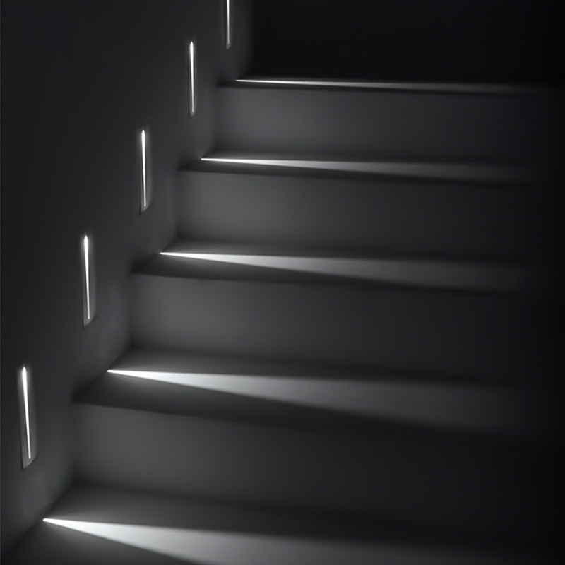 LuxHolic Motion Sensor Aluminium Stair Foot Light Corner Hallway 3W Staircase Recessed Led Step Lights