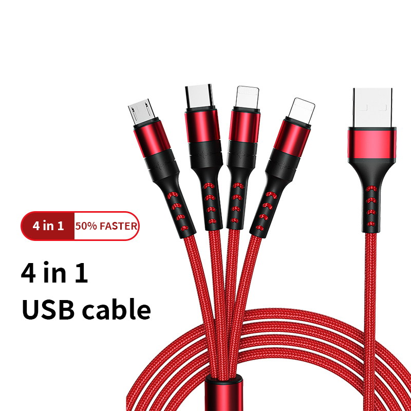 3 в 1 кабель для зарядки мобильного телефона плетеный 4 в 1 usb кабель