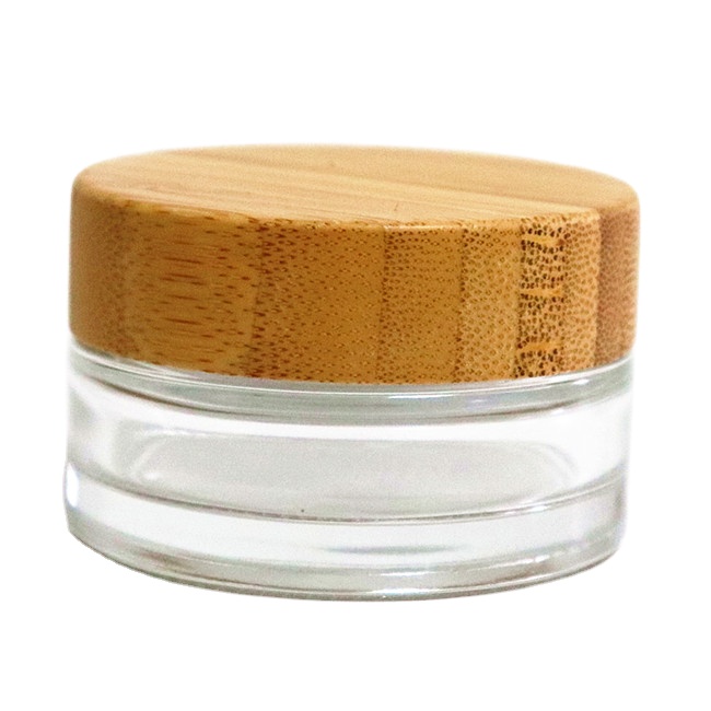 Environmental and eco friendly empty bamboo outer glass liner cosmetic packaging cosmetic cream jar