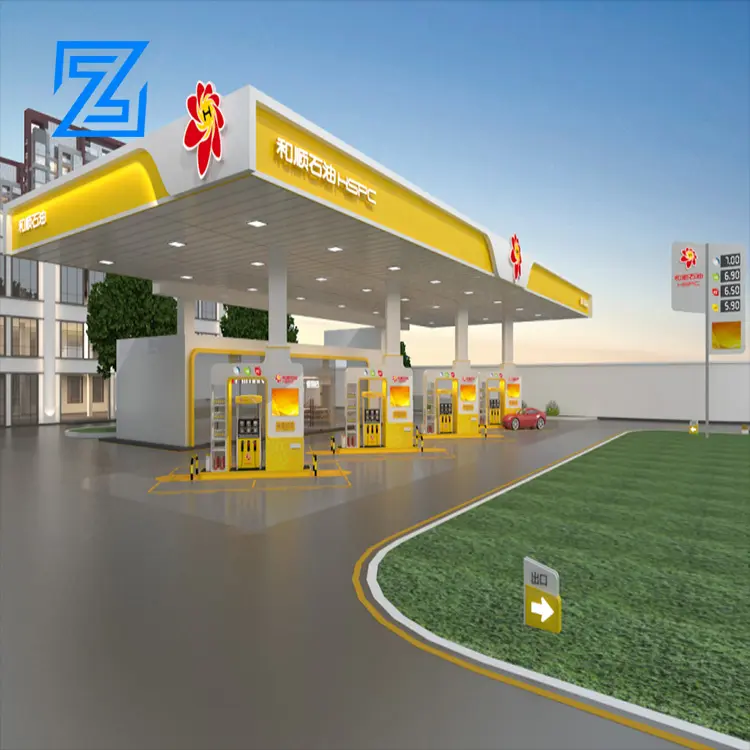 fuel station set steel structure space frame accessories gas filling station canopy and gas station equipment
