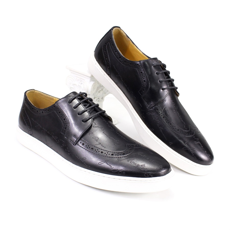 New Arrival Men Casual Leather Skating Board Styles Shoes Lace Up Laser Print Pattern Walking Sports Shoes Other Sneaker Shoes