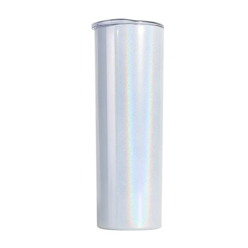 Stainless Steel Tall Glitter 20 Oz Skinny Insulated Tumbler Cups With Lid And Straw Skinny Travel Mug