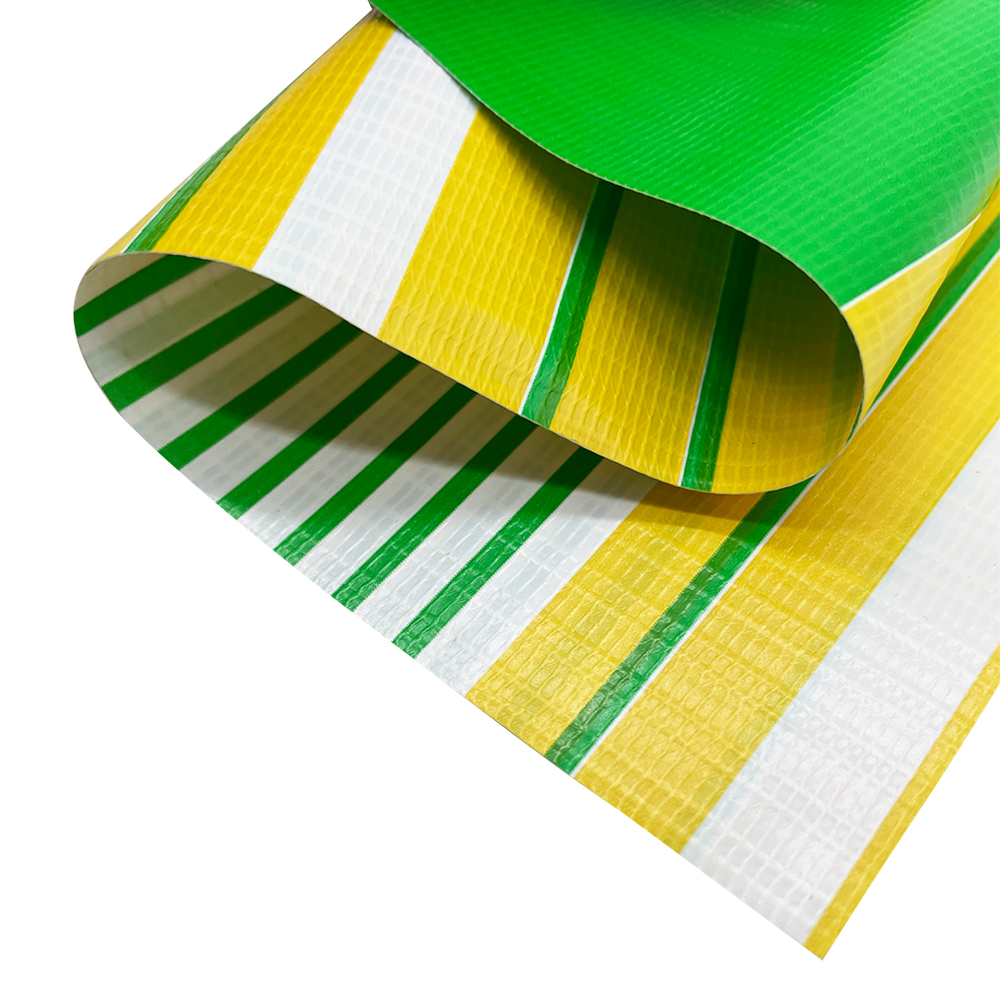 Customized different colors water resistant stripe printed pvc tarpaulin