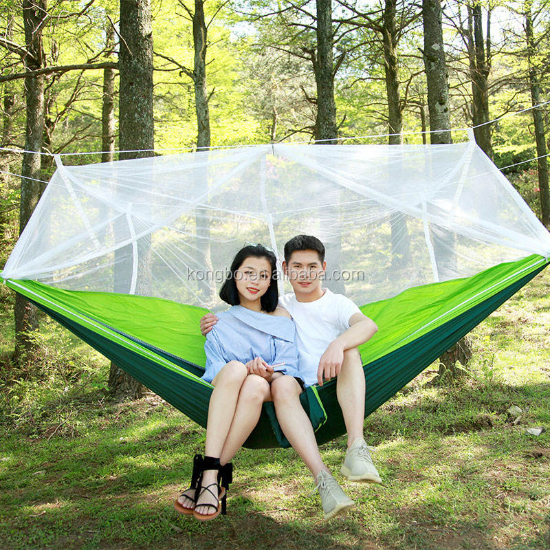 Kongbo outdoor portable selling reasonable price camping hangzhou hanging hammock with mosquito bug mesh net and roof