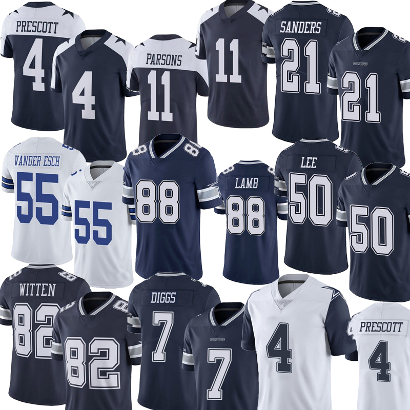 2023 Dallas 4 Dak Prescott 88 CeeDee ягненок 20 Tony Pollard 7 Trevon Diggs Micah Parsons Leighton Vander Esch Джерси