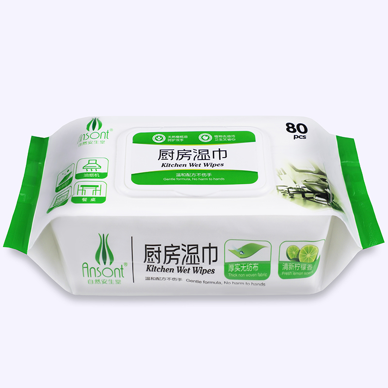 Custom 80pcs Non-woven Tisu Dapur Lampblack Stove Kitchen Household Use Cleaning Wet Wipes