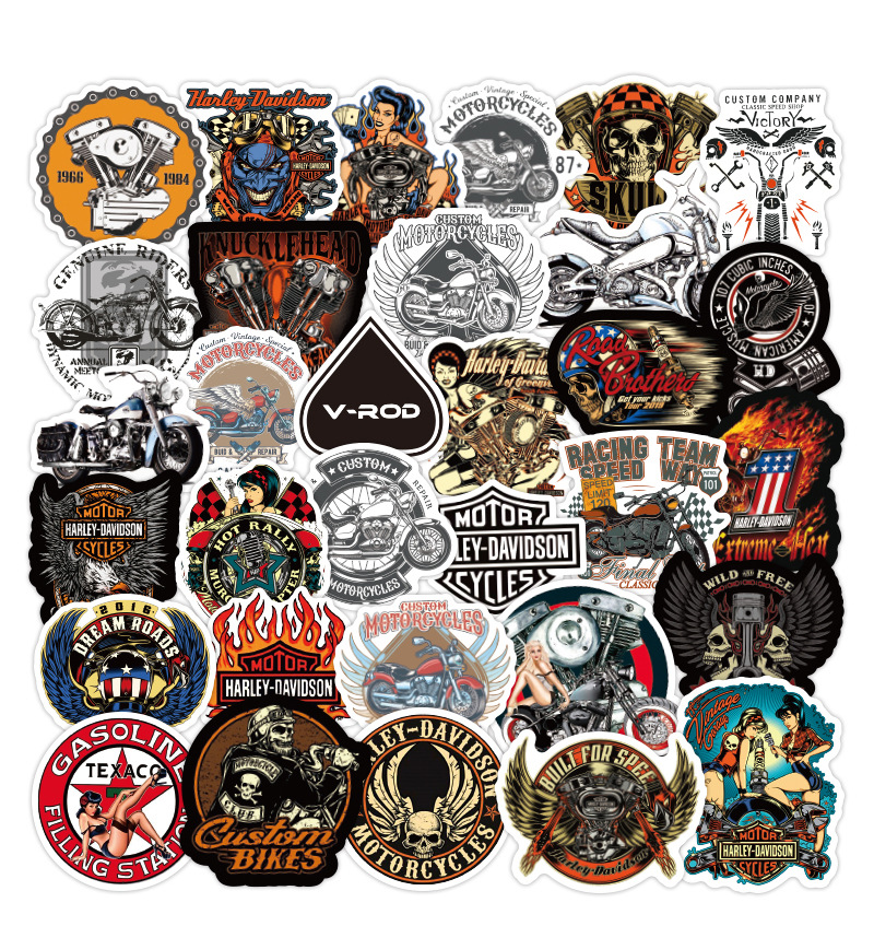 50 шт классный мотоцикла Harley Граффити стикер пакет набор «сделай сам» для автомобиля ноутбук блокнот ручной работы гитары камера виниловые водонепроницаемый наклейки на стену