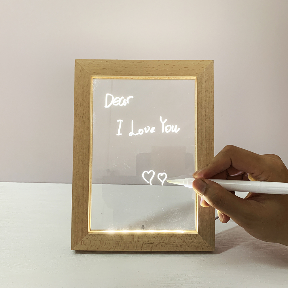 DIY шаблоны деревянные светодиодные фоторамки 3D ночник Рождество пользовательский дизайн дома свадьба Дерево картина акриловая фоторамка