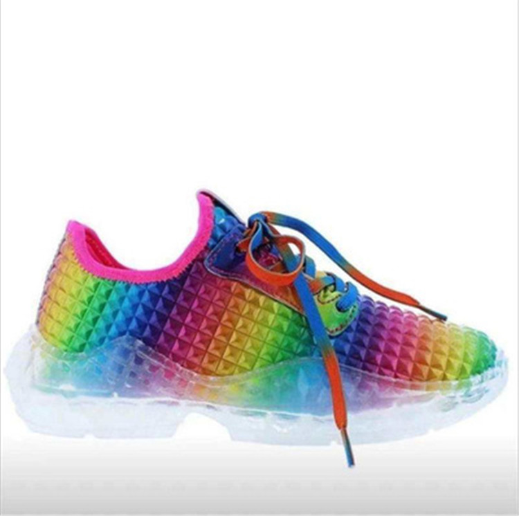 2021 New Fashion Rainbow Tie-dye Design Cool Women Lace Up Casual Boutique Sneakers Sport Shoes
