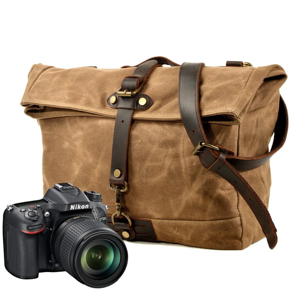 European and American Style Vintage Photography bags Waterproof Wax Canvas Camera Bag