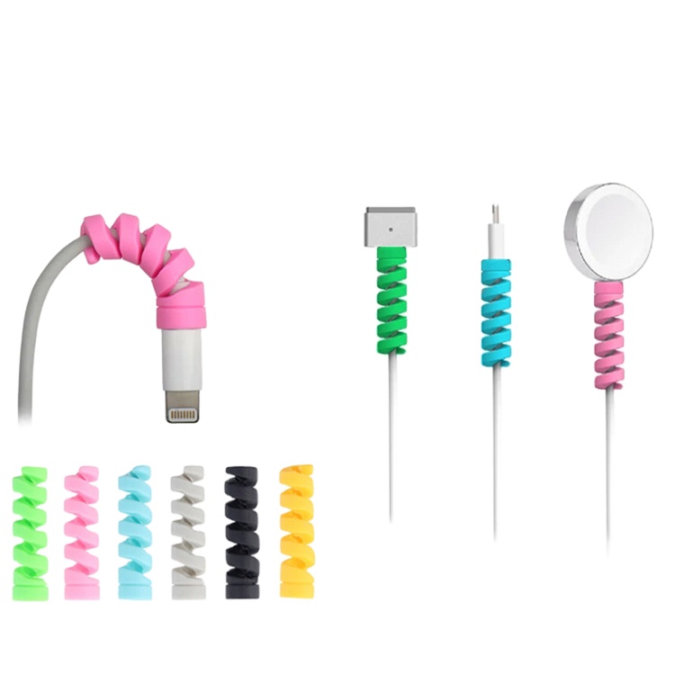 Цветной силиконовый Спиральный USB-кабель для зарядки и передачи данных для iPhone