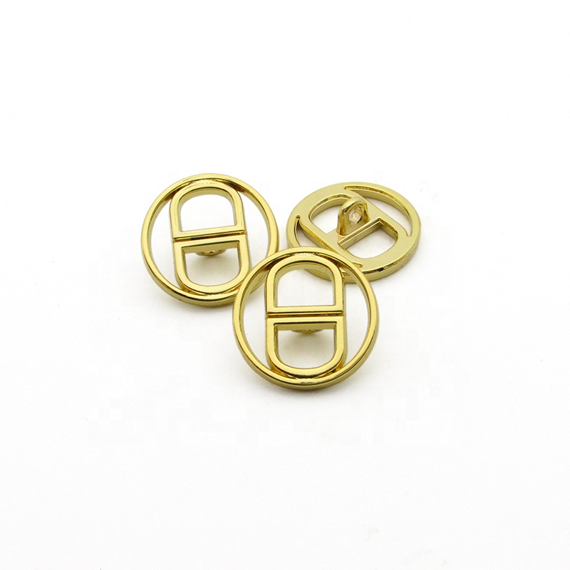 Custom design zinc slloy hollow out metal sewing accessory garment shank coat gold button