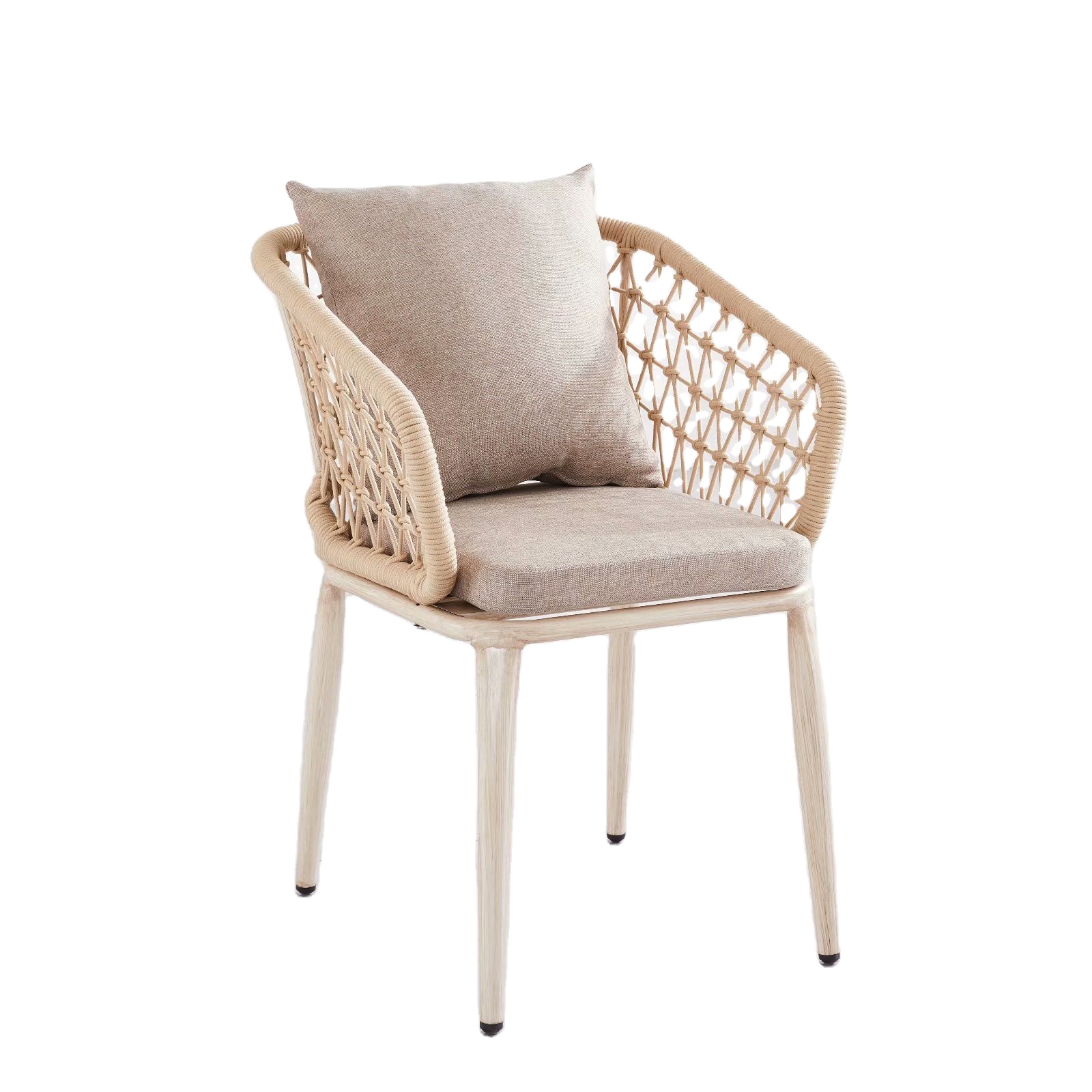 6CM round rope aluminum frame wood grain with cushion and pillow outdoor furniture chair