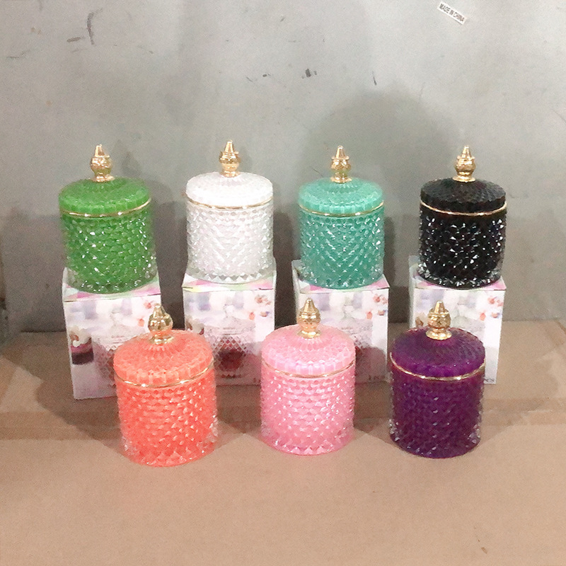 hot selling double wall glass candle jar with lid glass soy wax candle holder with package gift box