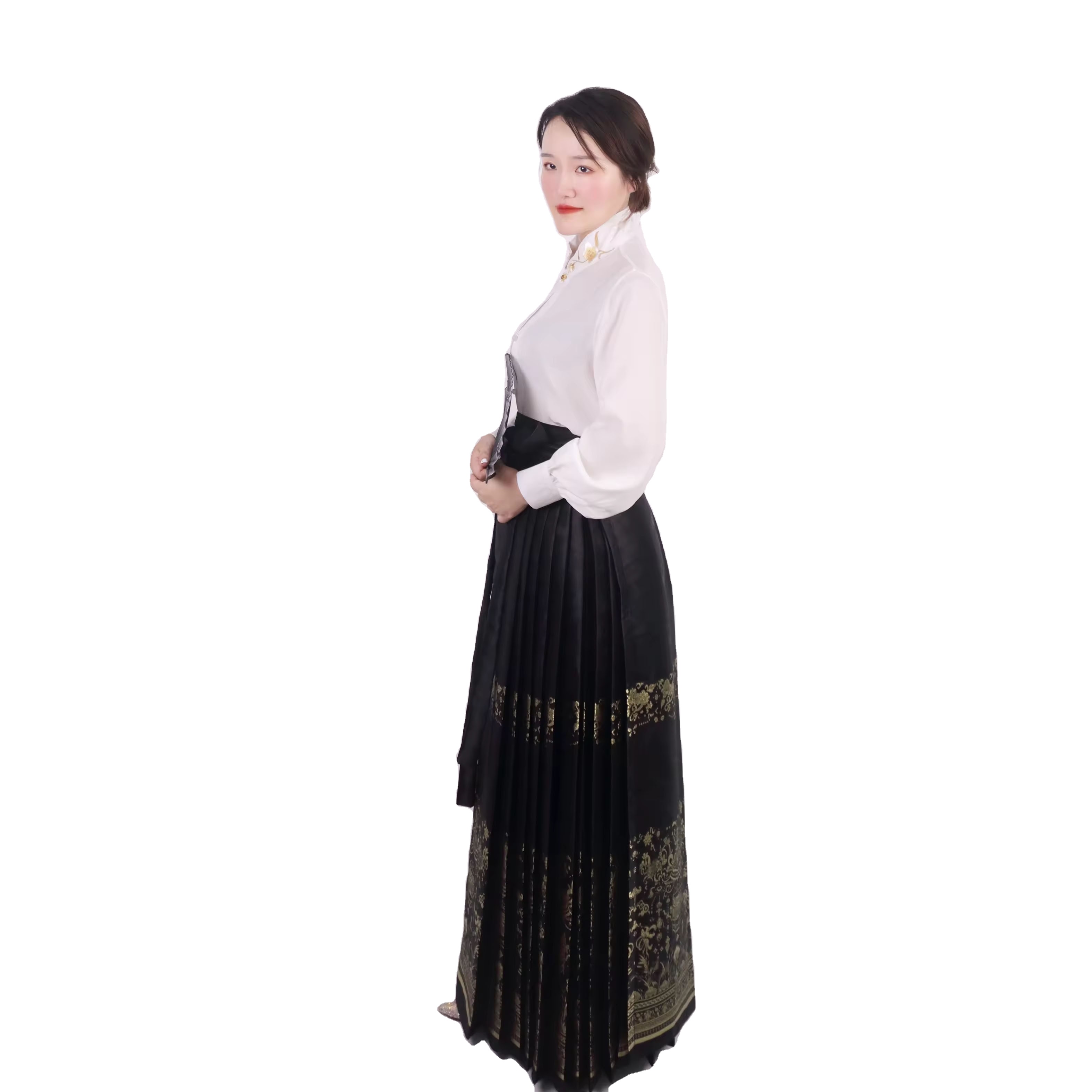 Hanfu Costume Women Khov Skirt Big Sleeve Shirt Silk Full Suit Traditional Chinese Clothing