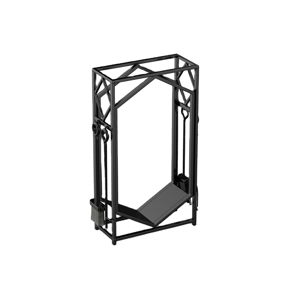 Fireplace Accessories Tools Sets Holders Fireplace Log Rack with 4 Tools Wood Pile Racks Firewood Log Rack Durable