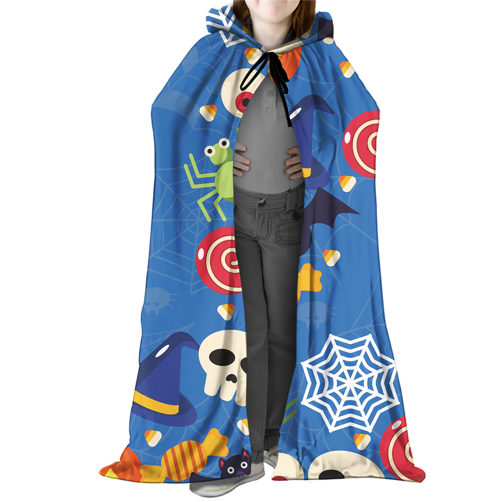 Skull Print Low MOQ 1 Parent-child Outfit Witch Costume With Cape kids Boy Halloween Costumes Hooded Cape Cloak All Saints' Day