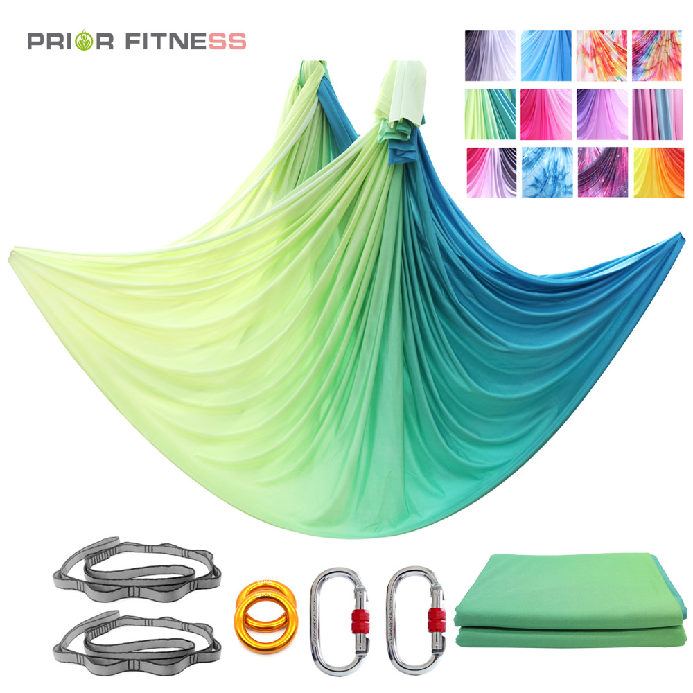 Гамак для йоги PRIOR FITNESS Ombre, 13 метров, набор качелей для акробатических летающих танцев