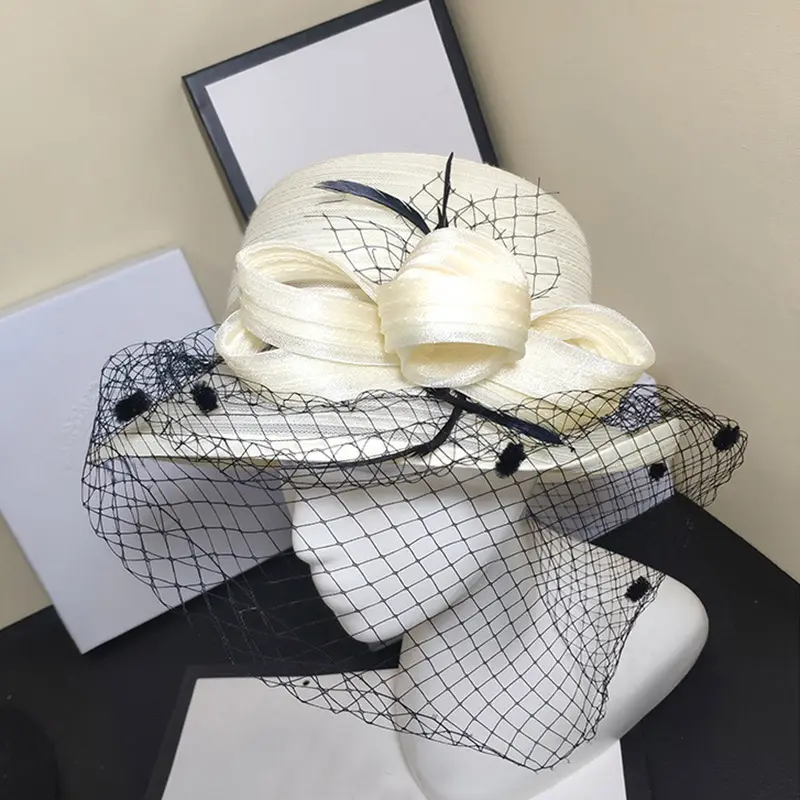 Kentucky Derby Church Dress Hat Wide Brim Flower Bridal Shower Hat Tea Party Cap