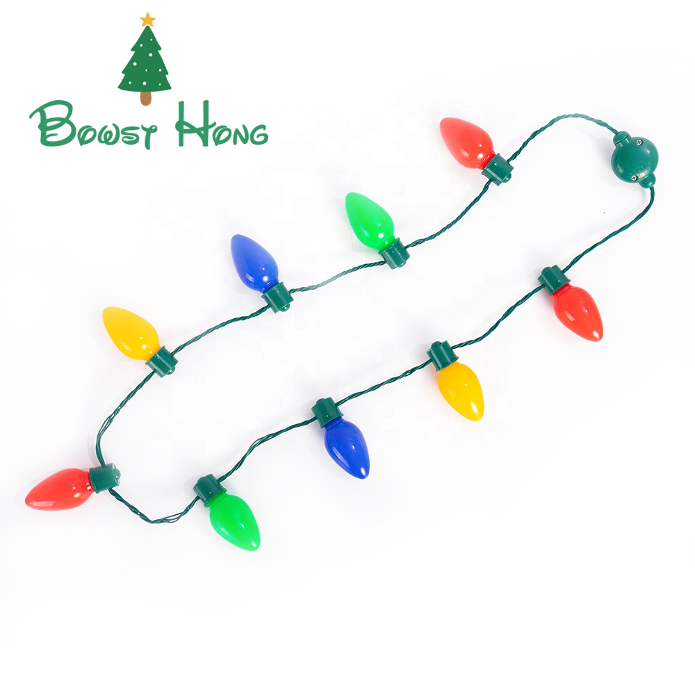 Christmas decorations Bulbs Necklace 9 LED Flashing Lights Bulb Necklace