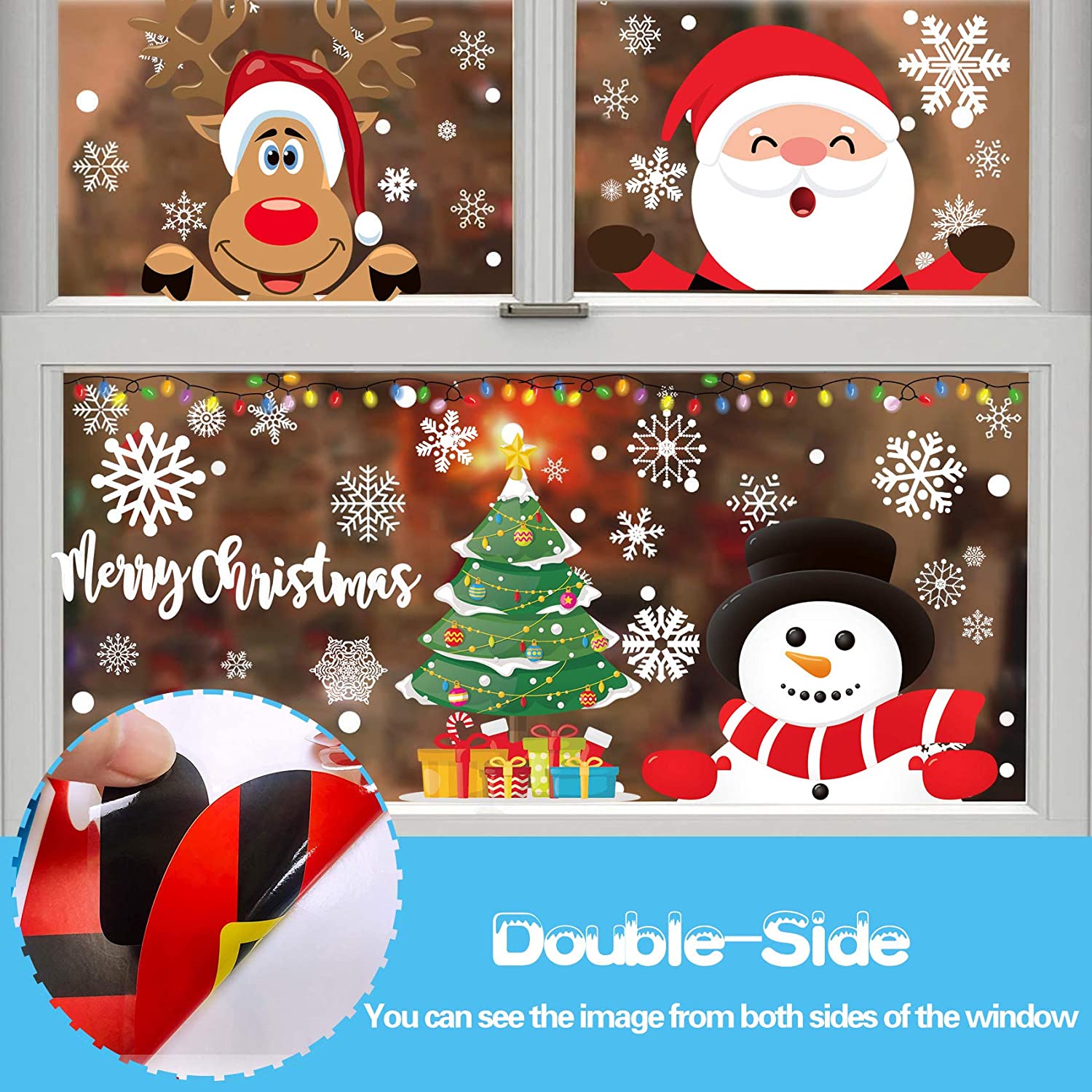 Wholesale Christmas Window Stickers Santa Window Clings Christmas Santa Snowman Snow Window Stickers Family Festival Decoration