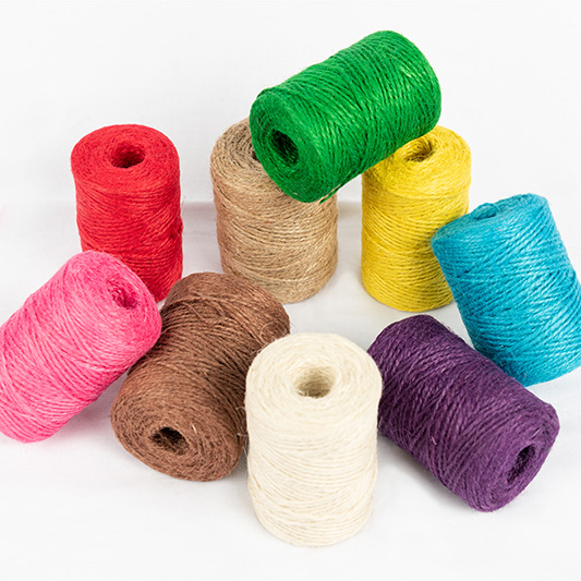 Джутовая окрашенная веревка 2ply 100 м/катушка естественного цвета для украшения