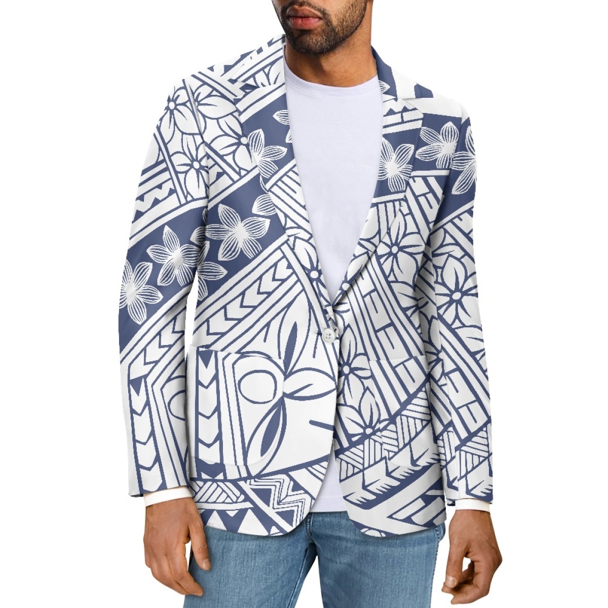 Custom Printing On Demand Polynesian Pattern Men's Suits Blazer Fashion Casual Business Men's Casual Blazer
