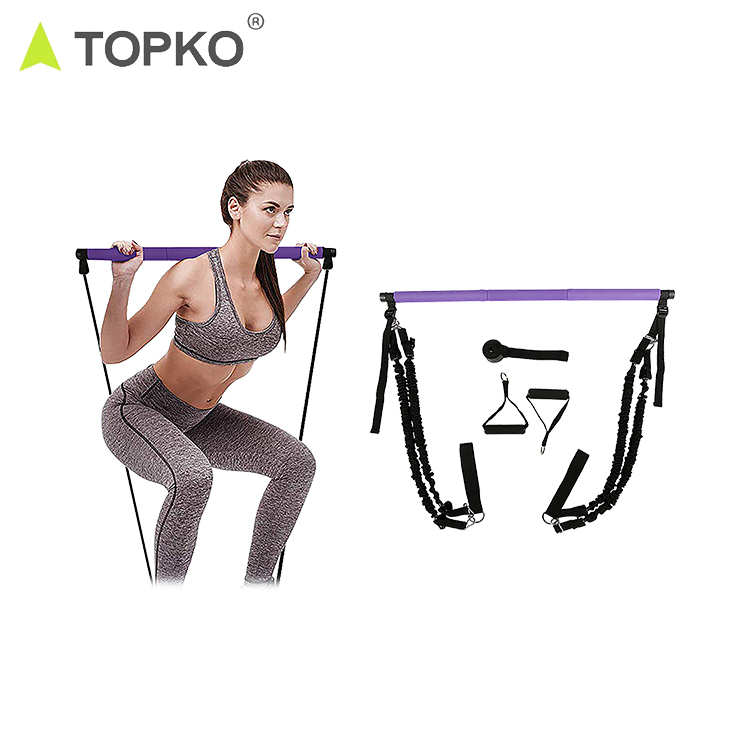 TOPKO Йога упражнения для дома фитнеса Регулируемая портативная петля для ног пилатеса Набор для бара с высокоэластичными лентами pro