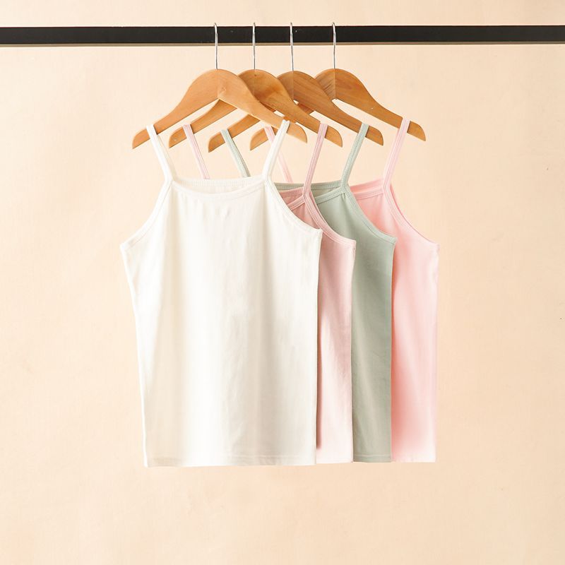 Factory Supply Kids Tank Top Girl Candy Color Plain Cotton Sleeveless Vest Top Children'S Plan T Shirt