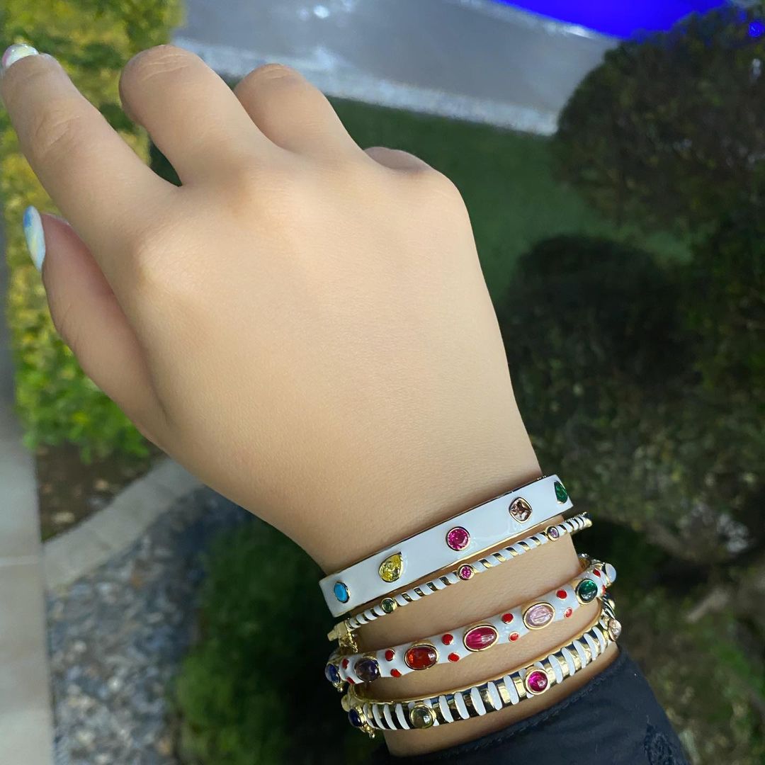 High Quality Colorful Rainbow Cubic Zirconia CZ Bracelet Cuff Bangle Jewelry for Women 2021 Wholesale