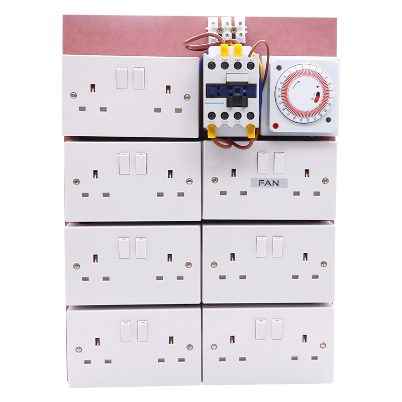 Hydroponic 12 way /14 Way Contactor MDF Board With Timer and Fan Heater Sockets For HID Grow Lighting