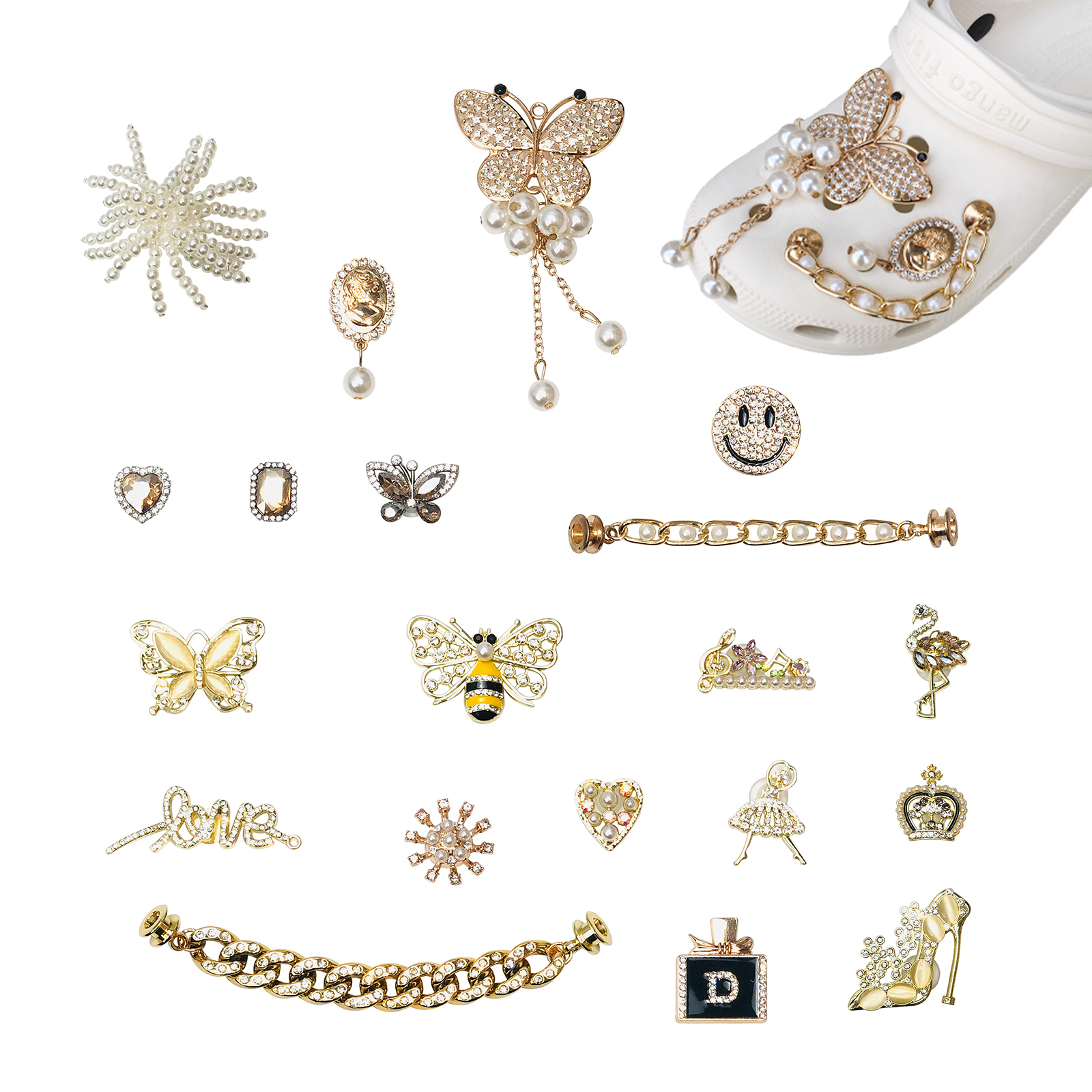 Wholesale DIY Shoe Decoration Accessories Crystal Diamond Metal designer croc charms bling Shoes Charms for Girls Gift