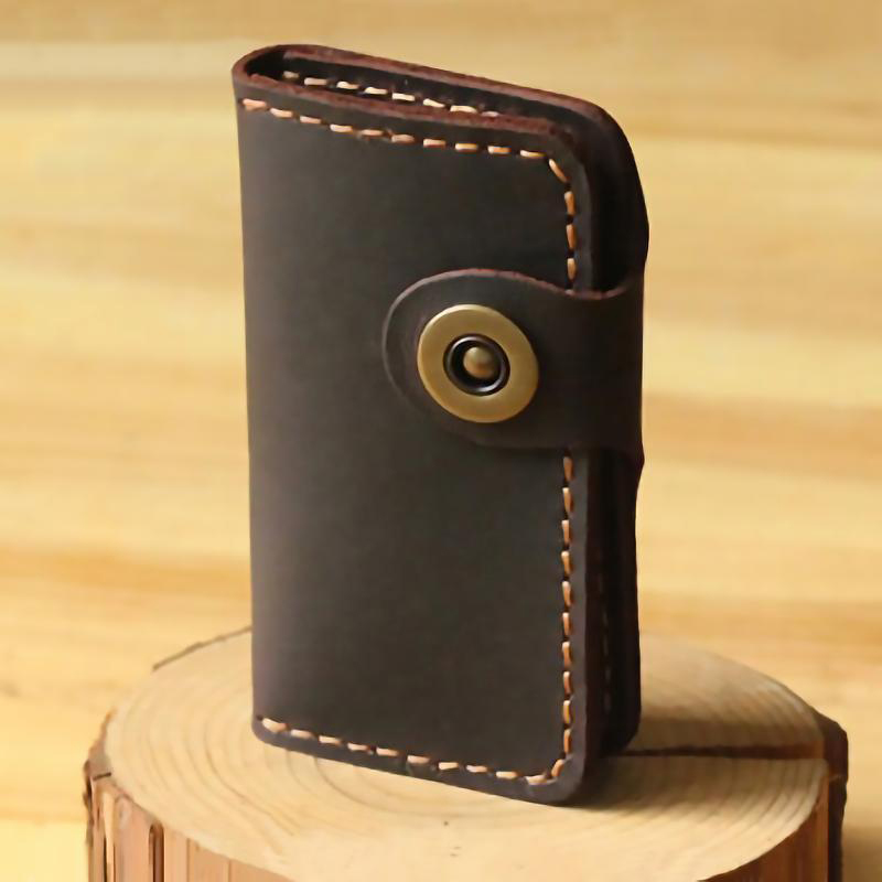 Key Organizer Wallet Case Premium Crazy Horse Leather Key Holder