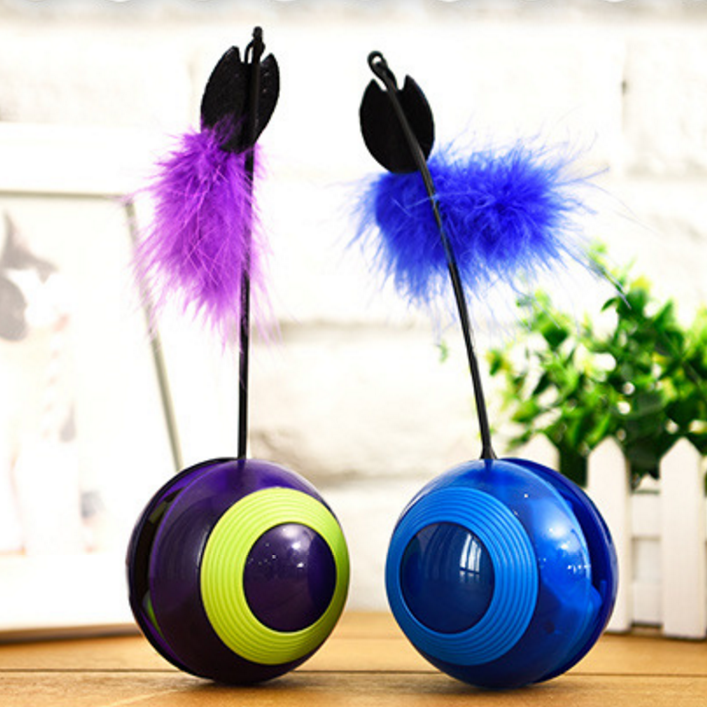Eco-friendly New Electric Tumbler Sports Ball Feather Pet Cat Interactive Toy